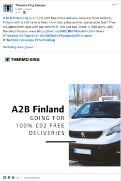 LI - A to B Finland Oy is a 100 percent C02 free home delivery company